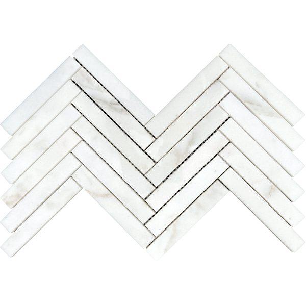 Calacata Ora Marble Herringbone Mosaic 1"x6"