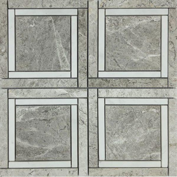 Dolomite, Tundra Grey Honed Marble Waterjet Mosaic