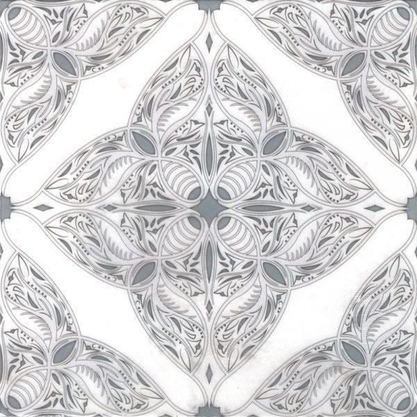 PNM-06 Polished Marble Painted Tile 8"x8"