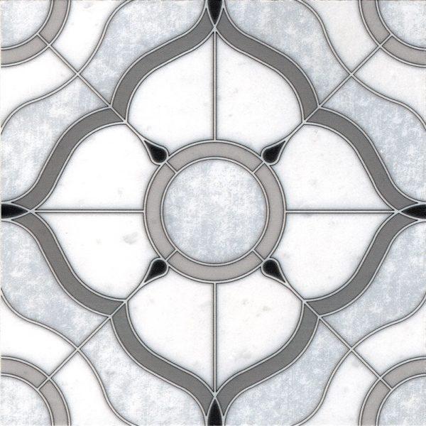 PNM-08 Polished Marble Painted Tile 8"x8"