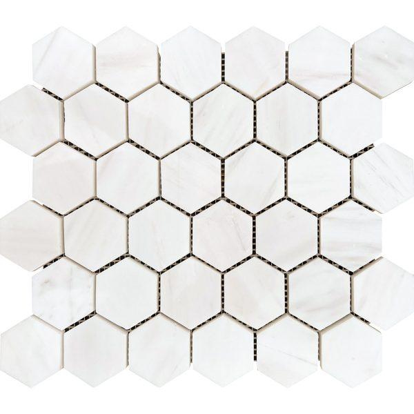 Dolomite Polished Marble Hexagon Mosaic 2"