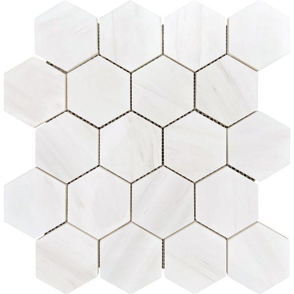 Dolomite Polished Marble Hexagon Mosaic 3"