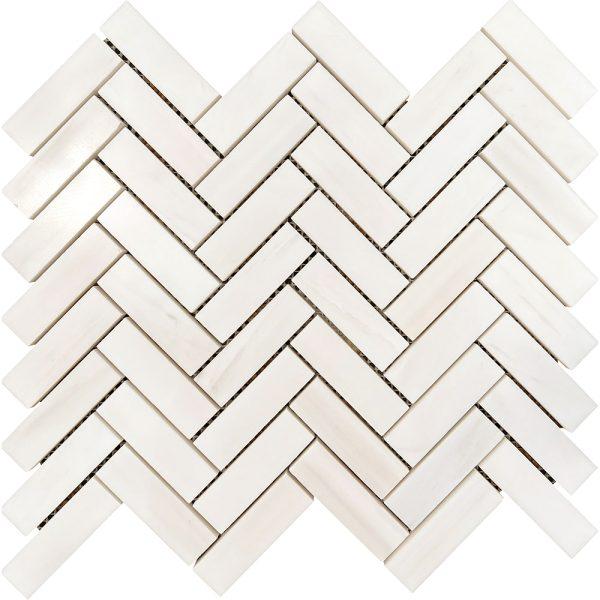 Dolomite Polished Marble Herringbone Mosaic 1"x3"