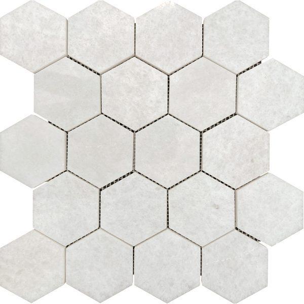 Suzuko Crystal White Marble Hexagon Mosaic