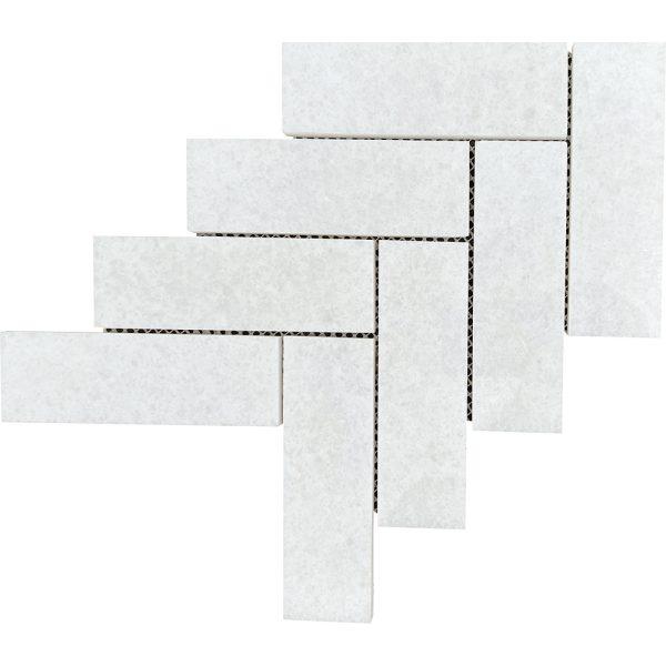 Suzuko Crystal White Marble Herringbone Mosaic