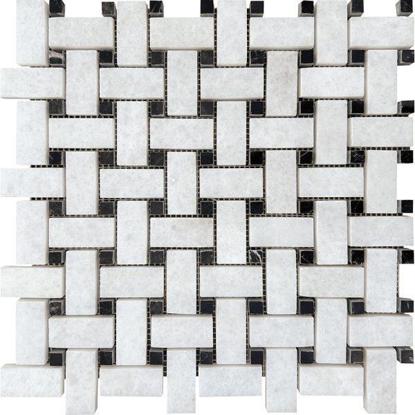 Suzuko Crystal White Marble Black Dot Mosaic